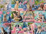 [Buffalo Games] Bonjour - Sophie Clima - Cats and Dogs Collage - 1000 Piece Jigsaw Puzzle for Adults - Challenging Puzzle Perfect for Game Nights