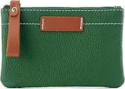 [Generic] Coin Purse Pouch Women Genuine Leather Pocket Change Holder Mini Card Clip Wallet with Keychain Wristlet (Green, One size)