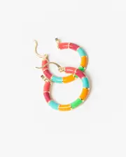 Multi Colour Panel Small Hoop Earrings