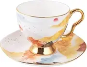 Bone China Teacup Coffee Cup Set, Tea Cup and Saucer,Bone China Coffee Cup,6.1 Oz Porcelain Tea Set