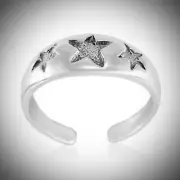 THREE STARS Toe Ring - SOLID '925' Sterling Silver