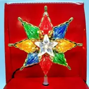 Light Up Christmas 8 Point Star Tree Topper 8 inch Multi Color