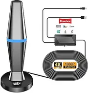 TV Aerial, Freeview Indoor TV Aerial with 560+ Miles Range 360° Reception, TV Antenna Indoor with Signal Booster & Magnetic Support Base, Support 4K 1080P VHF/UHF/DAB Radio and All TV