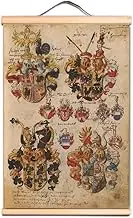 Ancient War Military Art Posters & Prints with Solid Wood Axis Vintage Wall Chart Room Man Cave Home Wall Decor Art Scroll Painting of Bavarian Court Knight's Order 9