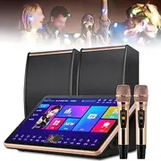 18.5-Inch Karaoke Machine with 2 Speakers, 2 Wireless Microphones, 4K HD Touchscreen, 1TB Storage, Wi-Fi/Wired Connectivity – Perfect for Home KTV & Outdoor Entertainment,4T