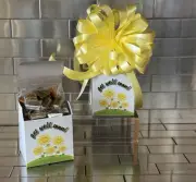 Get Well Soon Gift Box-Basket With 1/2 LB Chocolate Hershey Nuggets & Yellow Bow