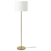 RINGSTA / SKAFTET floor lamp, white/brass