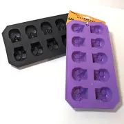2 Skull Ice Cube Tray Halloween Chocolate Mold, Whiskey Rocks Party Trays, Forms