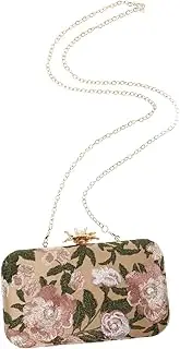 [COMPUKAS] Vintage Floral Embroidery Clutch Evening Handbag Portable Small Crossbody Bag for Weddings Prom and Parties Elegant with Comfortable Chain Strap and Secure Closure