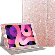 QUAGGY Case for iPad 6th/5th Gen (9.7", 2018/2017), Corner Protection Multi-Angle Viewing Folio Stand Cover with Convenient Pocket, Also fits iPad Air 2/Air 1, Auto Wake/Sleep Feature. (Bright Pink)