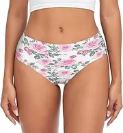 [RPLIFE] Floral Delicate Pink Roses Womens Breifs Underware, Womens Breathable Underwear, Comfortable Soft Underwear Women, Floral Delicate Pink Roses, X-Large