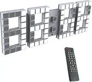 18in LED 4 Digits Wall Clock, 8-Level Brightness, Auto Dimmer, Alarm, Count Up/Down, Calendar and Thermometer, for Warehouse Office Home Living Room (Color : White)