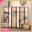 MIUZ 3/5/6 Panel Room Divider Screen Partition Privacy Fold Dividers Wood Stand