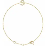14k Yellow Gold .05 CTW Natural Diamond Initial S 6-7" Bracelet Gift for Mother