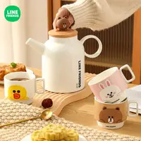 在飛比找樂天市場購物網優惠-⭐ LINE FRIENDS 陶瓷 冷水壺 水杯 BROWN