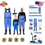 Adjustable Family Chest Waders with Pocket & Boot Insoles - Enjoy Outdoor Fun!