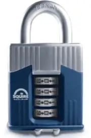 Squire STEEL COMBINATION PADLOCK 45mm Head, 8x20mm Shackle, Weather Proof BLUE