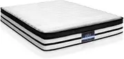 Giselle Bedding Double Mattress Bed Foam Mattresses 27cm Thickness, with 5-Zone Pocket Spring System and Breathable Euro Top, 5Yrs Warranty, Medium Firm, White + Blackwith Vacuum Packed