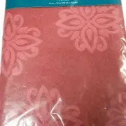 52x70 In. Dark Red with Imprints Vinyl& Flannel Tablecloth