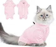 Comfortable Cat Surgery Recovery Suit,Cat Anti Licking Vest,Long Sleeve After Surgery Kitten Recovery Suit for Abdominal Wound Skin Diseases Pet Clothing E-Collar Alternative (Pink, S)