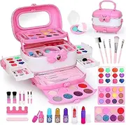 ZWYOIUG Kids Makeup Kit, Toys Kids Makeup Set for Girls, Washable Kids Make Up Kit with Real Cosmetic Set Toys, Pretend Play Makeup Toys Gifts for Toddlers Kids Girls 3 4 5 6 7 8 Years Old