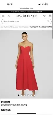 Pilgrim Kennedy Strapless Gown - Red Size 10 BNWT RRP: $189.95.