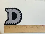 CUSTOM MADE Embroidered Sawblade D Iron On Patch/ Sew on - Gray