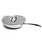 Stainless Steel Tri-Ply Non Stick 12.5" Wok Pan Gas Induction 5 QT Large Fry Pan