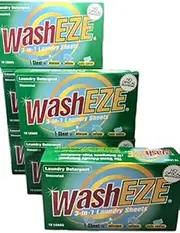 Washeze Detergent Sheets (60 loads of laundry) Unscented Convenient For Traveling Best Value