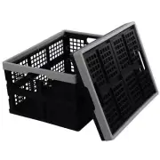 Doryh 34 Quart Plastic Storage Crates 2-Pack Collapsible Storage Crates Stack...