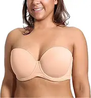 [Generic] Bandeau Bra with Support Women's Thin Cup Plus Size Bra Non Slip Type Underwear Detachable Straps Underwear Athletic Sports Bras