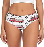 [RPLIFE] Cartoon Fire Engine Women Briefs Comfortable Panties Stretchy Briefs Soft Underwear Cartoon Fire Engine L, cartoon fire cars, Large