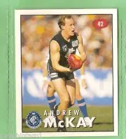 1996 AFL SELECT STICKER #42 ANDREW McKAY, CARLTON BLUES