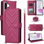 Compatible with Samsung Galaxy A23 / M23 / F23 Cover,Flip Kickstand Double Card Slot Wallet Case Red