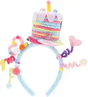 Totority Plush Cake Headband Photo Booth Prop Birthday Party Accessory for Girls Fun Hairband