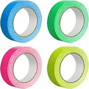 Neon Gaffer Tape, 4PCS Fluorescent UV Blacklight Glow in The Dark Tape (1.5cm X 5m)