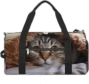 Cat Under Blanket Gym Bag Sport Gym Tote Bag Lightweight Duffle Bag Carry On Weekender Bags for Women Men, white, One size, White, One size