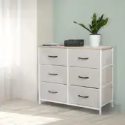 Artiss Bedroom Dresser Chest 6 Drawers Tallboy Storage Cabinet Table White AU