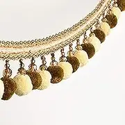 Fringe Trim，Curtain Tassels， 2 Meters Trim Braid Fringe Curtain Sewing Sofa Decor Tassel Hanging Balls Trim Pendant Edging Beaded Ribbon(Brown+Beige)