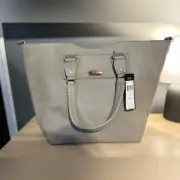 NWT BCBG Three Piece Tote Crossbody Clutch Pebble Faux Leather Set - Grey