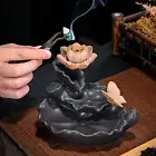 Backflow Incense Cone Burner Holder Gift Aromatherapy Lotus Mountain Waterfall