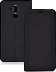 LYX Ultra-Thin Pressed Magnetic TPU+PU Leathe Case for Huawei Mate 20 Lite, with Card Slot & Holder (Black) High Tech (Color : Black)