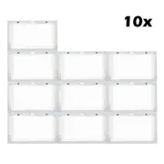 10Pcs Premium Shoe Box Storage Organizer Side Display WHITE