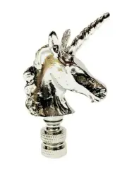 Lamp Finial-UNICORN-Polished Nickel Finish, Highly detailed metal casting