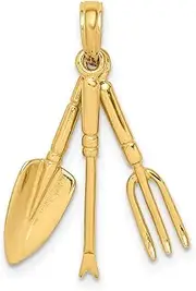 [JewelryWeb] 5.8mm Gold 3 d Moveable Garden Hand Tool Collection Charm