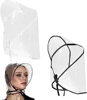 [Tomedeks] 2-pack Rain Bonnet with Visor Clear Rain Hats Waterproof Rain Plastic Scarf Rain Waterproof Hats for Women Wear Rain Cover Rain Cap for Head for Rainy and Snowy Weather(2 colors), White, m