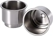 Zohisin 2Pcs Car Stainless Steel Cup Holder Opening Beverage Holder Cup Drink Bottle Holder with Drain Silver Universal
