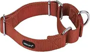 Mikivery Martingale Dog Collar Nylon Adjustable and Safety Training Brick Red Caramel Comfortable Metal Buckle Pet Collars for Small Medium and Large Dogs