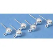 6 Sterling Silver Ball Stud Earrings 5mm