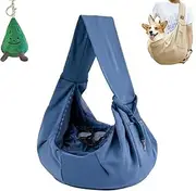 Dog & Cat Sling Carrier, Hand-Free Dog Sling Carrier for Carry Small Dogs and Cats, Reversible Pet Papoose Bag with Adjustable Shoulder Strap (Blue)